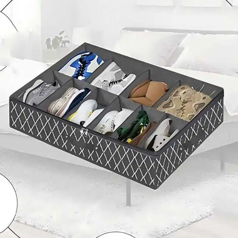 Schuh-Aufbewahrungsbox für unter dem Bett, PVC, faltbar, Vliesstoff, Gitter-Aufbewahrungsorganisator-Tasche