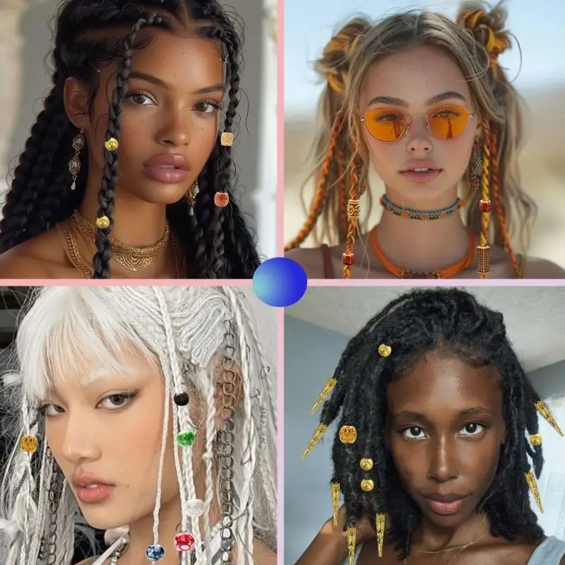 N5KB Dreadlock Dreadlock Hair Hair Beads Loose Coil Hair Jewelry Halloween Braid Clip Rings Hair Clip Rings Rings