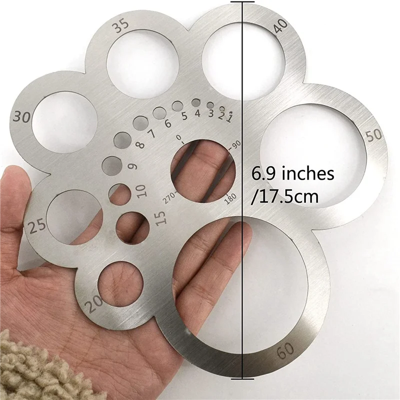 A27U New 2X Leather Cutting Tool Corner Cutter Circle Drawing Template Metal Ruler For Leathercraft Woodworking Sewing DIY Craft