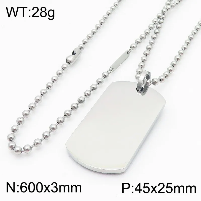 One Pair Women Mens Stainless Steel Shiny Military Dog Tag Pendant Necklace Ball Chain 3mm 24'' High Polished