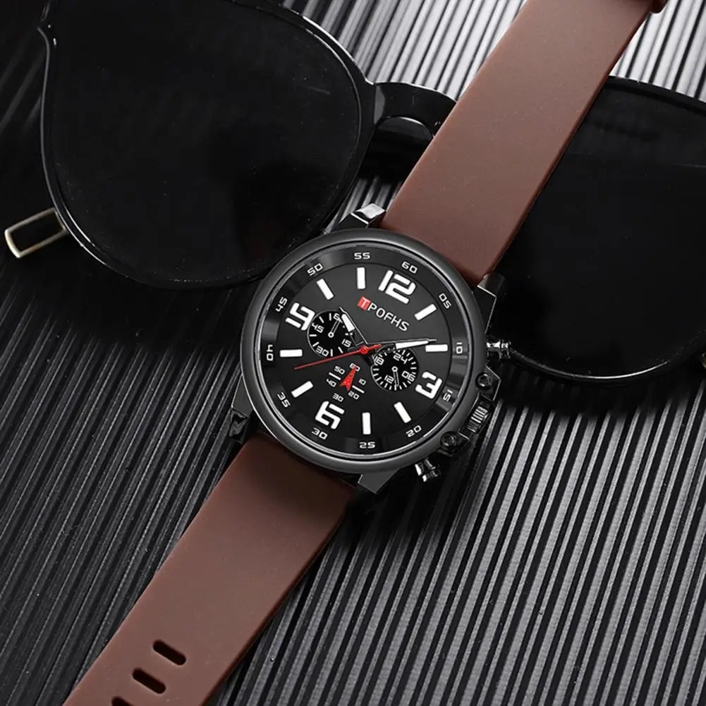 

Casual Men Watch Stylish Men's Quartz Wrist Watch with Silicone Strap Minimalist Design Casual Fashion Jewelry for Teens Males