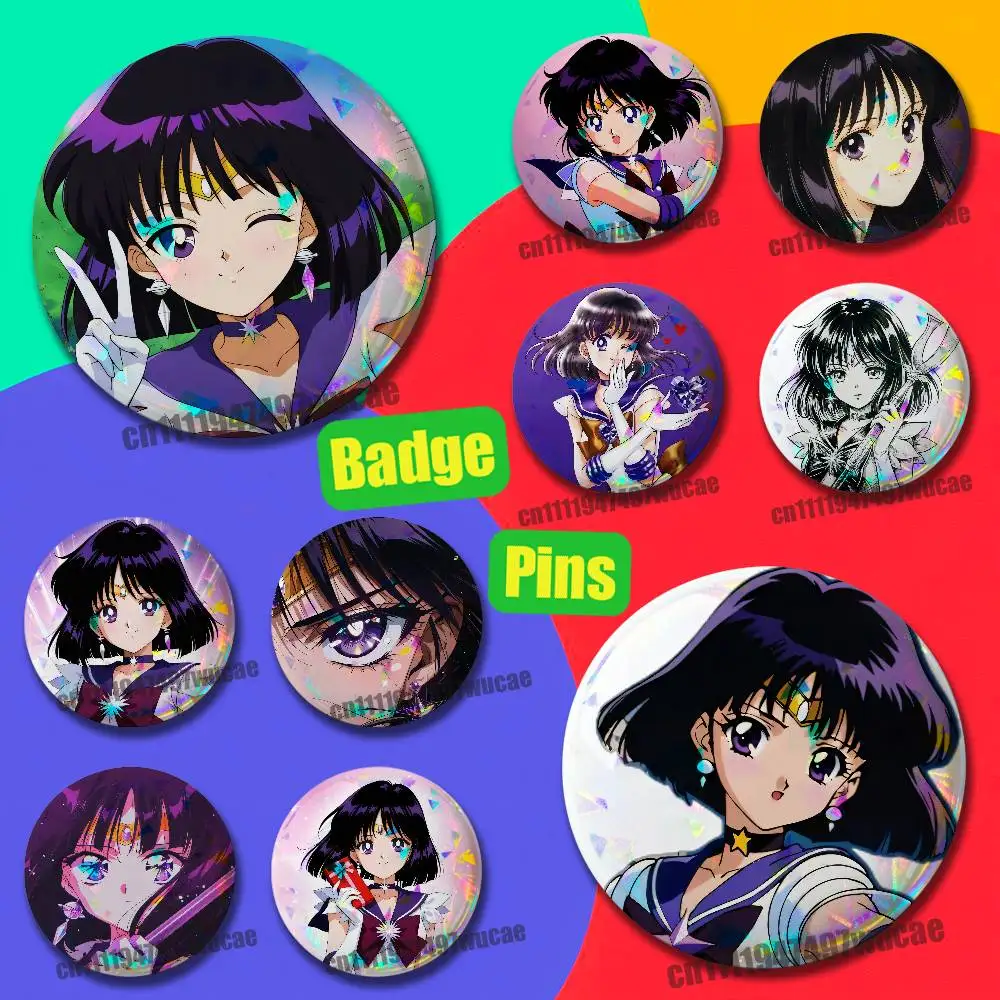 Custom Pin Insignia Emblem Round 32mm Button Hats Laser Film For Sailor Saturn Badge Cover