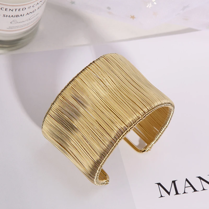 Fashion Exaggerated Wire Charm Bracelets Bangle For Women Punk Gold Silver Color Open Adjustable Bracelet Party Casual Jewelry