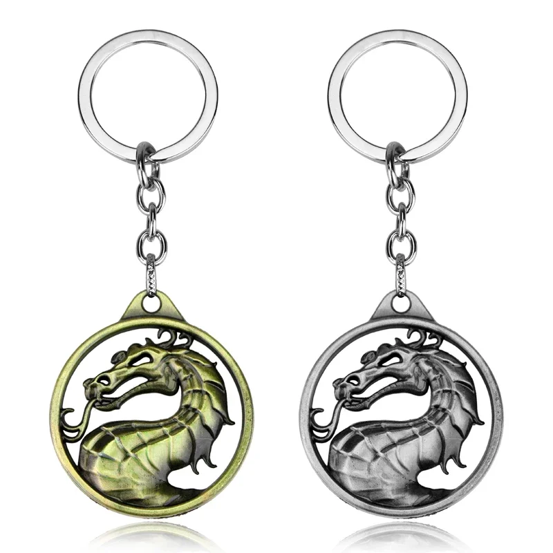 Fashion Vintage Game Mortal Kombat Keychain Dragon Totem Alloy Adornment Holder Gift for Men Car Key Accessories