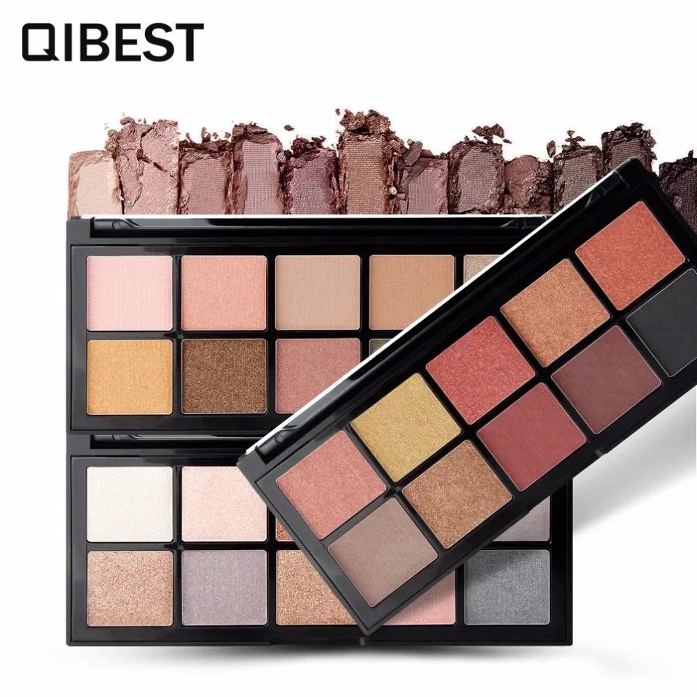 QIBEST-Paleta de Sombras Brilhantes Metálicas, Paleta de Sombras Nuas Pigmentadas de Alta Intensidade, Diamante Crumbles, 10 Cores