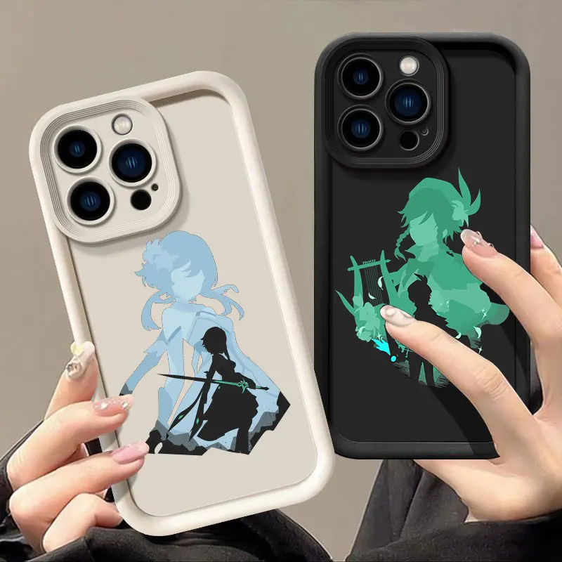 Genshin Impact Faceless Anime Phone Case for iPhone 16 Case iPhone 15 14 13 12 Mini 11 Pro Max 16 Plus XS 15Pro Shockproof Cover