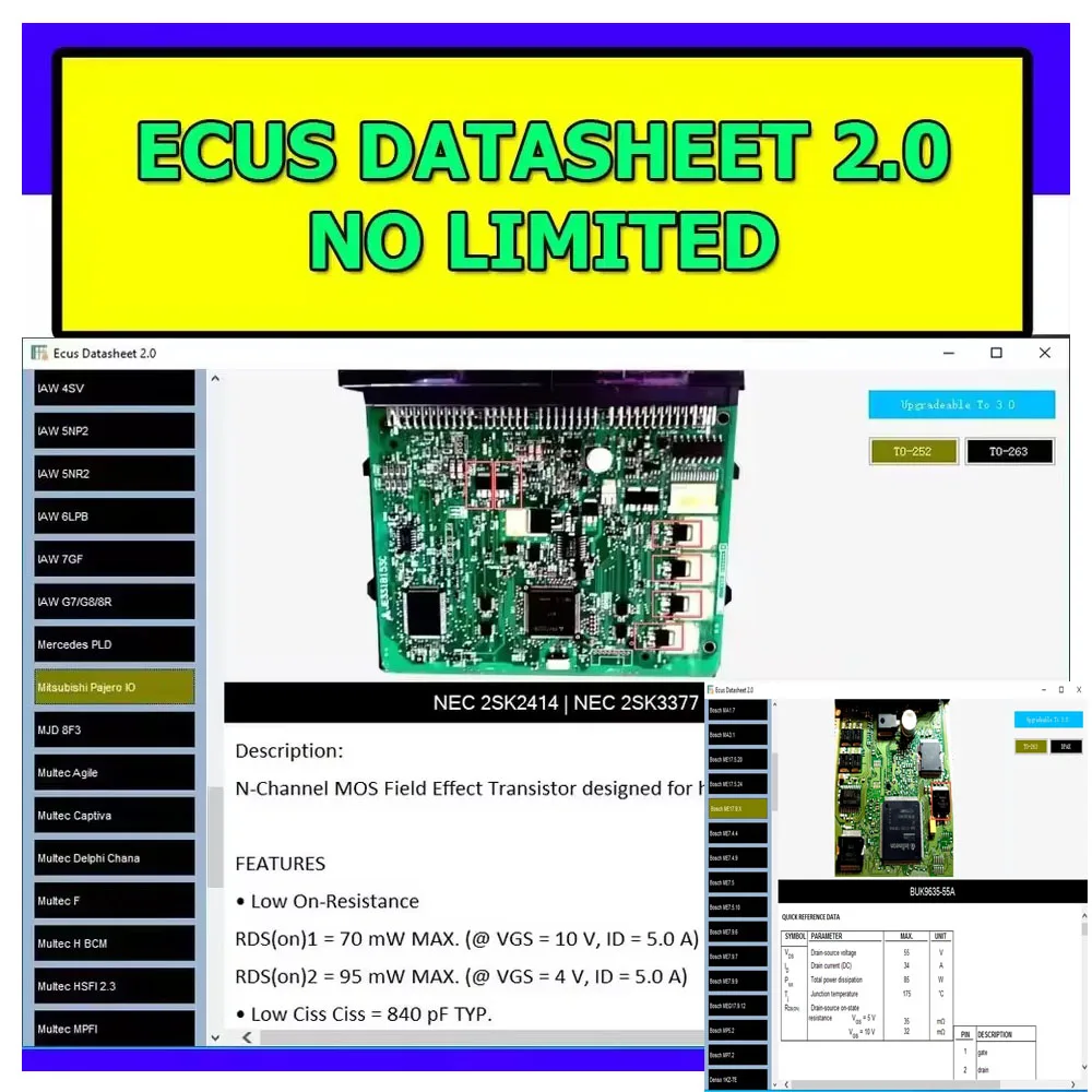 Ecus Datasheet 2.0 ECU إصلاح برنامج PCB المخططات مع مكونات إلكترونية من وحدة التحكم الإلكترونية في السيارة معلومات إضافية ل IAW Bosch