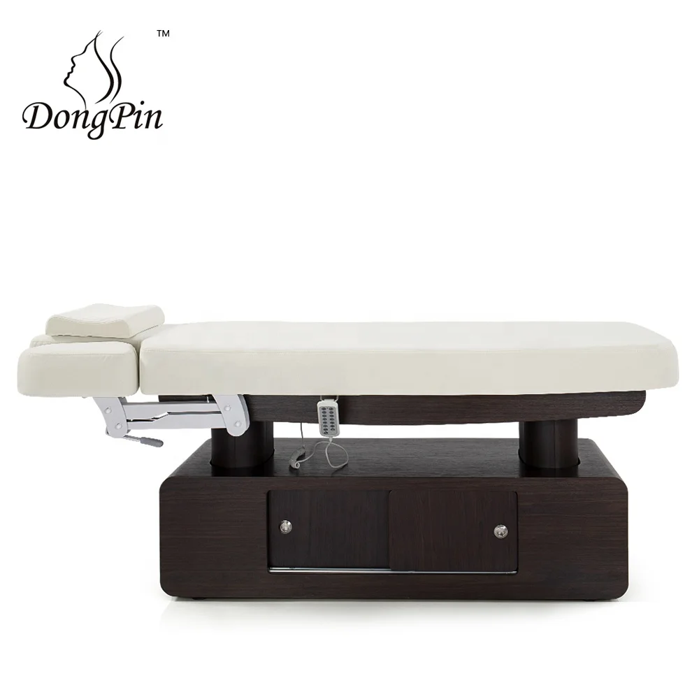 التصميم الأصلي أثاث صالون التجميل الحديث الوردي الذهبي سرير سبا الوجه 4 محركات طاولة التدليك الكهربائية السرير