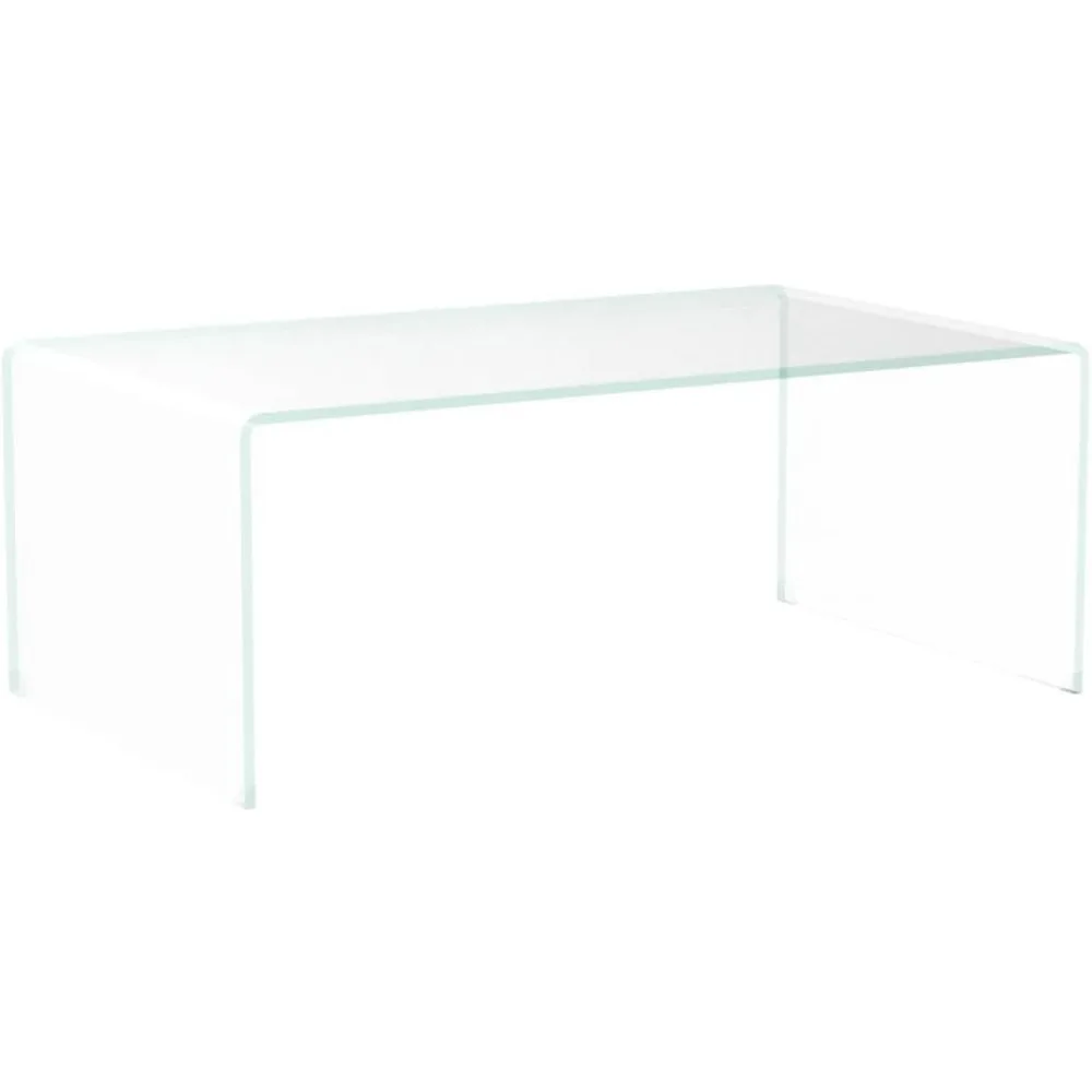 Mesa de centro de cristal para sala de estar, mesa de centro transparente con vidrio templado de 0,47 pulgadas, pequeña y moderna