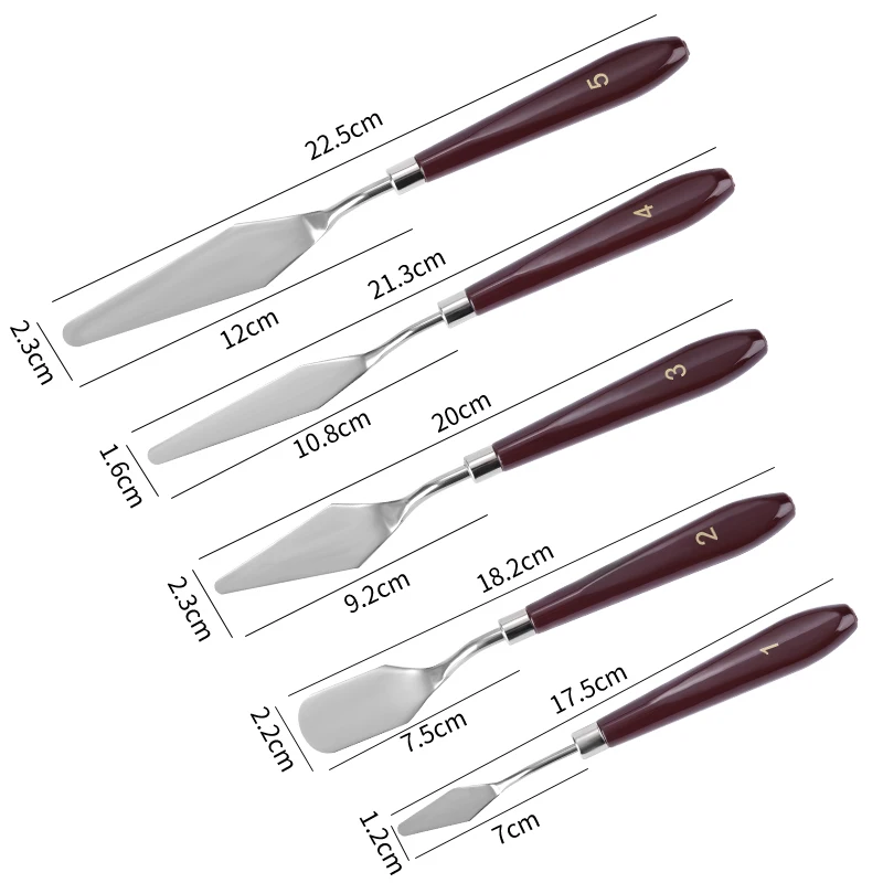 5Pcs Cake Cream Spatula Set Stainless Steel Painting Knive Kit Cake Decoration Tool Palette Knife Cake Icing Scraper Baking Tool