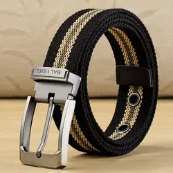 Ceinture en toile tissée en nylon pour hommes, ceinture en tissu pour jeans, ceinture longue réglable avec broche militaire, 100-140cm