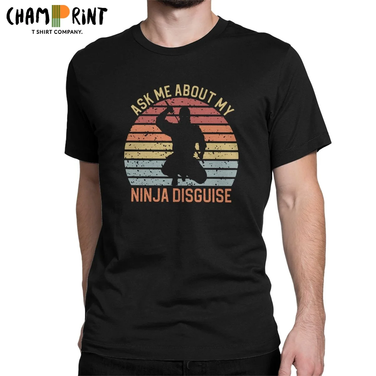 Ask Me About My Ninja Disguise T-Shirt for Men Ninja Turtle Awesome Pure Cotton Tee Shirt  Short Sleeve T Shirts Plus Size Tops