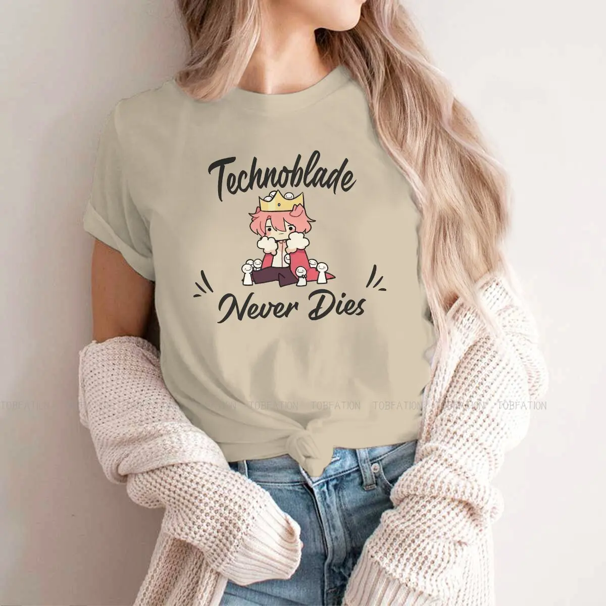 Cute  Newest TShirts Technoblade Never Dies YouTuber Pig Emperor Female Graphic Fabric Streetwear T Shirt Round Neck 5XL