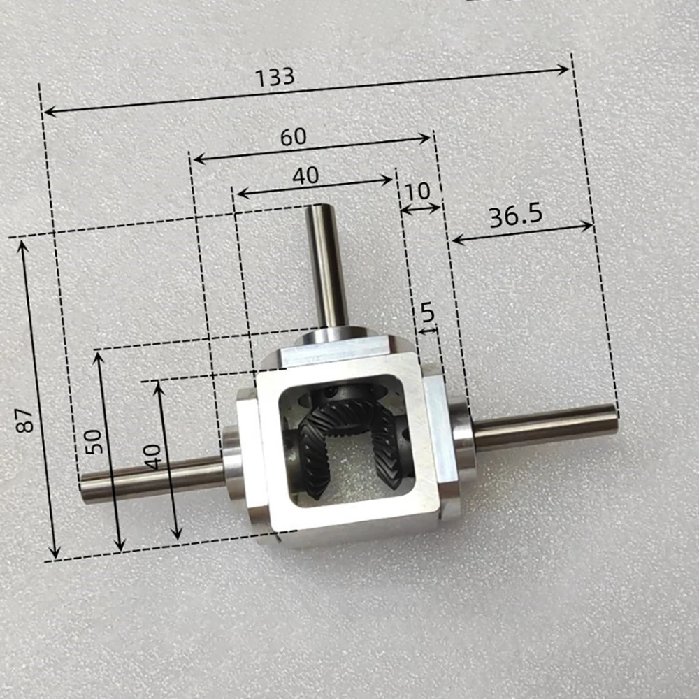 Ratio 1:1 T-Type Cross Commutator Right Angle Transmission 1M 20T Bevel Gearbox Output Shaft Diameter 8MM Load 20KG Max 2000RPM