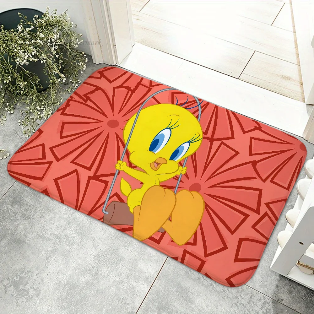 1pc Yellow Cartoon T-Tweetys Bird Floor Mat Floor Mat Anti-Slip Kitchen Bedroom Handmade Tufted Rug Carpet