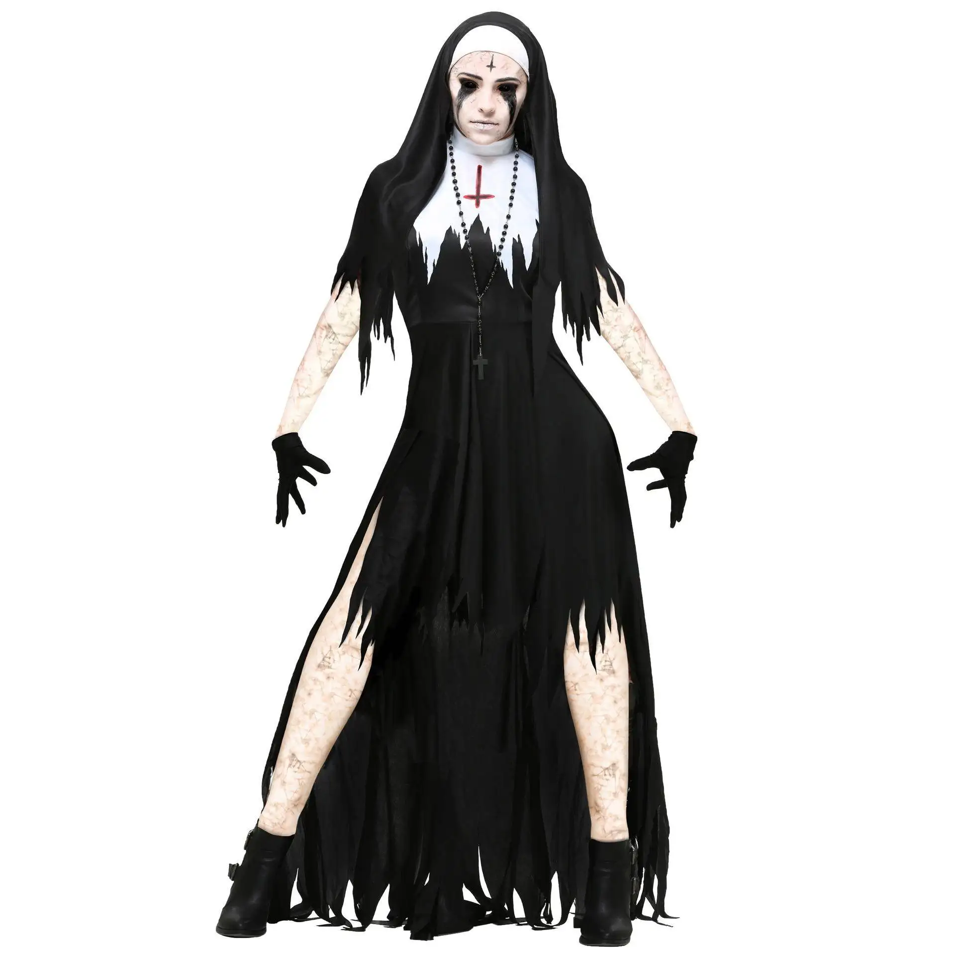 207 nuevo juego de rol de halloween disfraz de monja diablo Par reunión traje de baile de máscaras ropa de escenario étnica para mujer