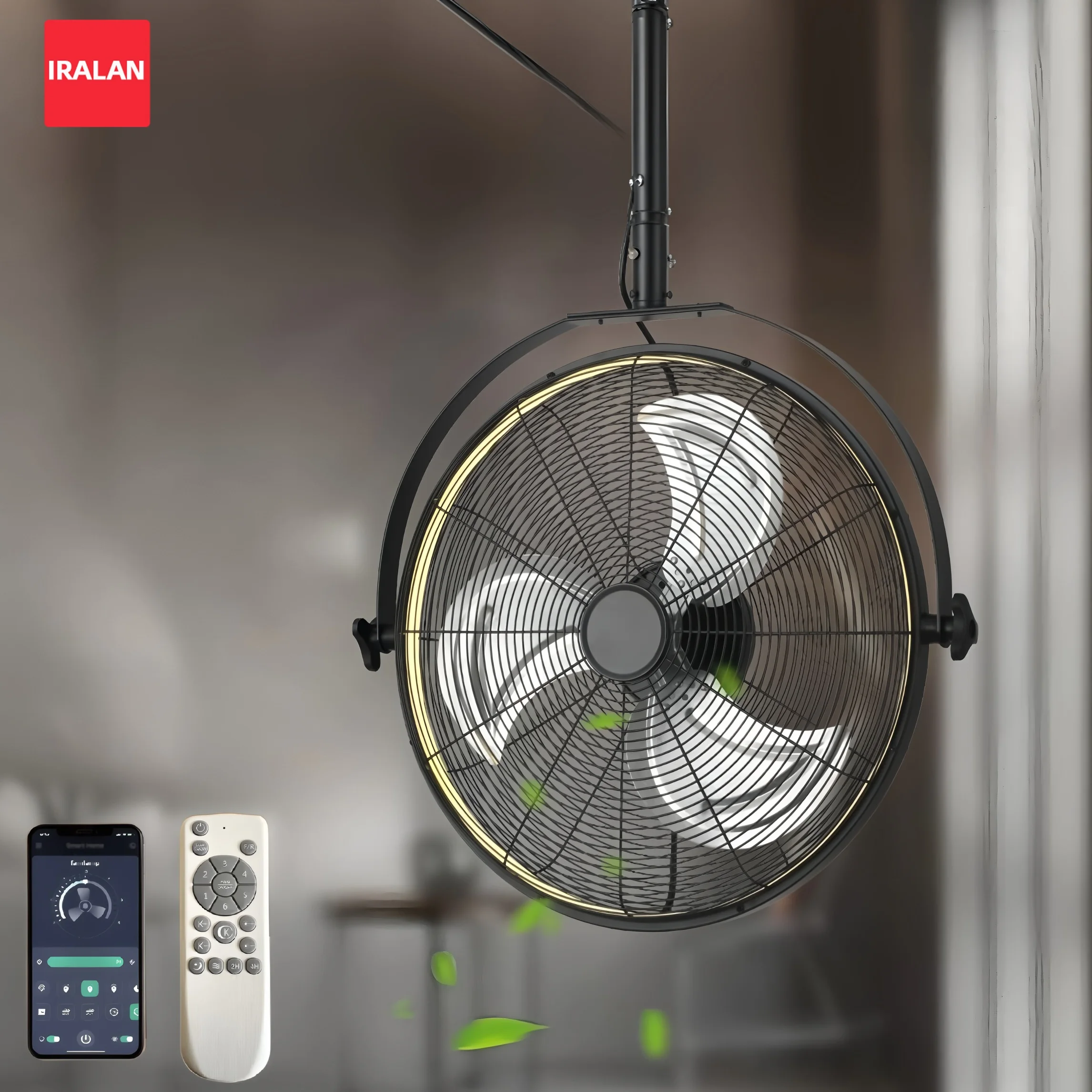 New Ceiling Fan with Light 360° Adjustable Cooling Electric Fan Adjustable Floor Fan/ceiling Fan Light Smart Garage Studio Fan