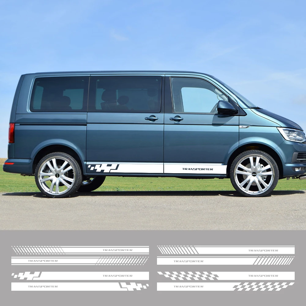 Van Door Side Sticker For Volkswagen VW Transpoter T5 T6 Camper Graphics Stripes Auto Racing Sport Decor Decal Car Accessories