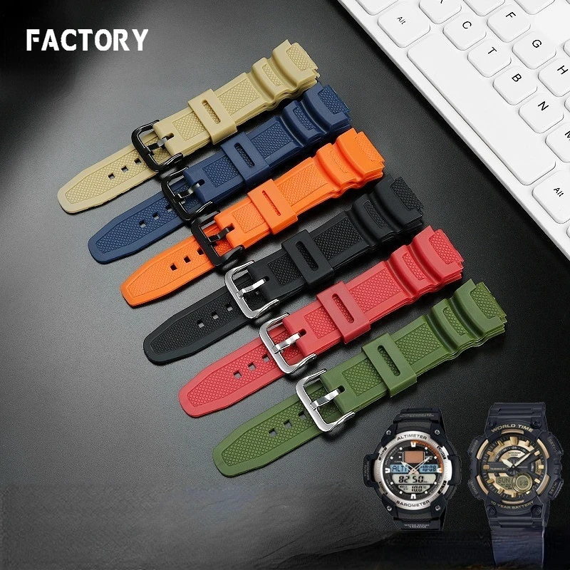 18mm Convex Rubber Watch Strap for Casio AE-1000W 1200 1300 AQ-S810W SGW-300H 400 Mrw200 AEQ-110 A168 F-108 Silicone Accessories