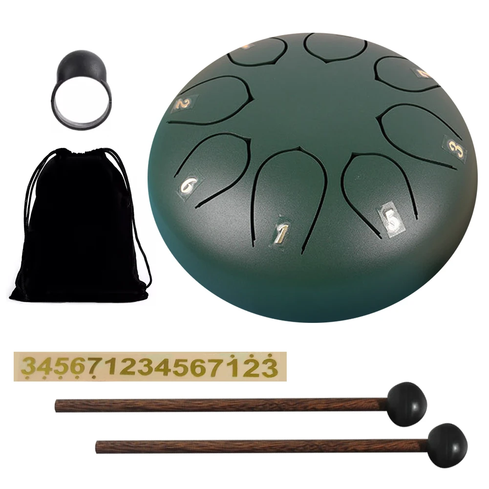 

6 Inch 8 Notes Handpan Drum with Bag Drumsticks Hand Pan Drum Rain Drum Instrument for Entertainment Meditation Yoga Zen Gifts