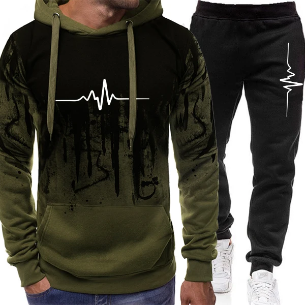 Tuta da uomo di alta qualità Casual Jogging Uomo Felpe versatili Pantaloni della tuta Moda Comfort Sport quotidiano Semplice set con cappuccio