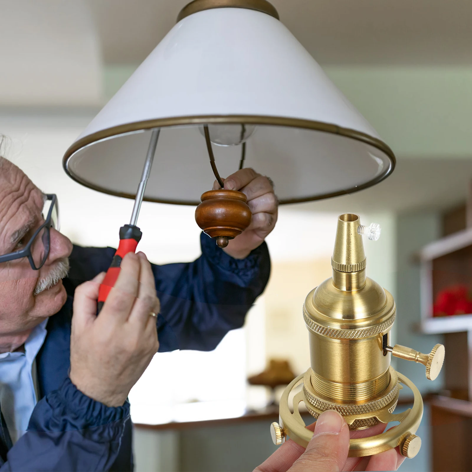 

Retro E27 Aluminum Lamp Holder Switch Vintage Light Socket Hanging Pendant Copper Style Ceiling Fixture Accessories