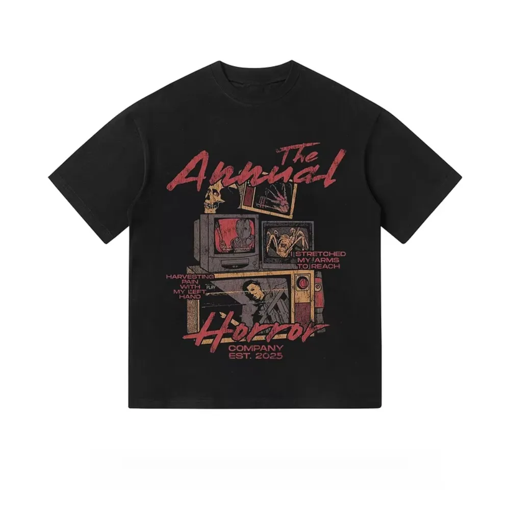 

motorcycle 2025 American High Street Cotton Classic Men's and Women's T-Shirts Luxury Brands Boys and Girls Tops Printed Fashion
