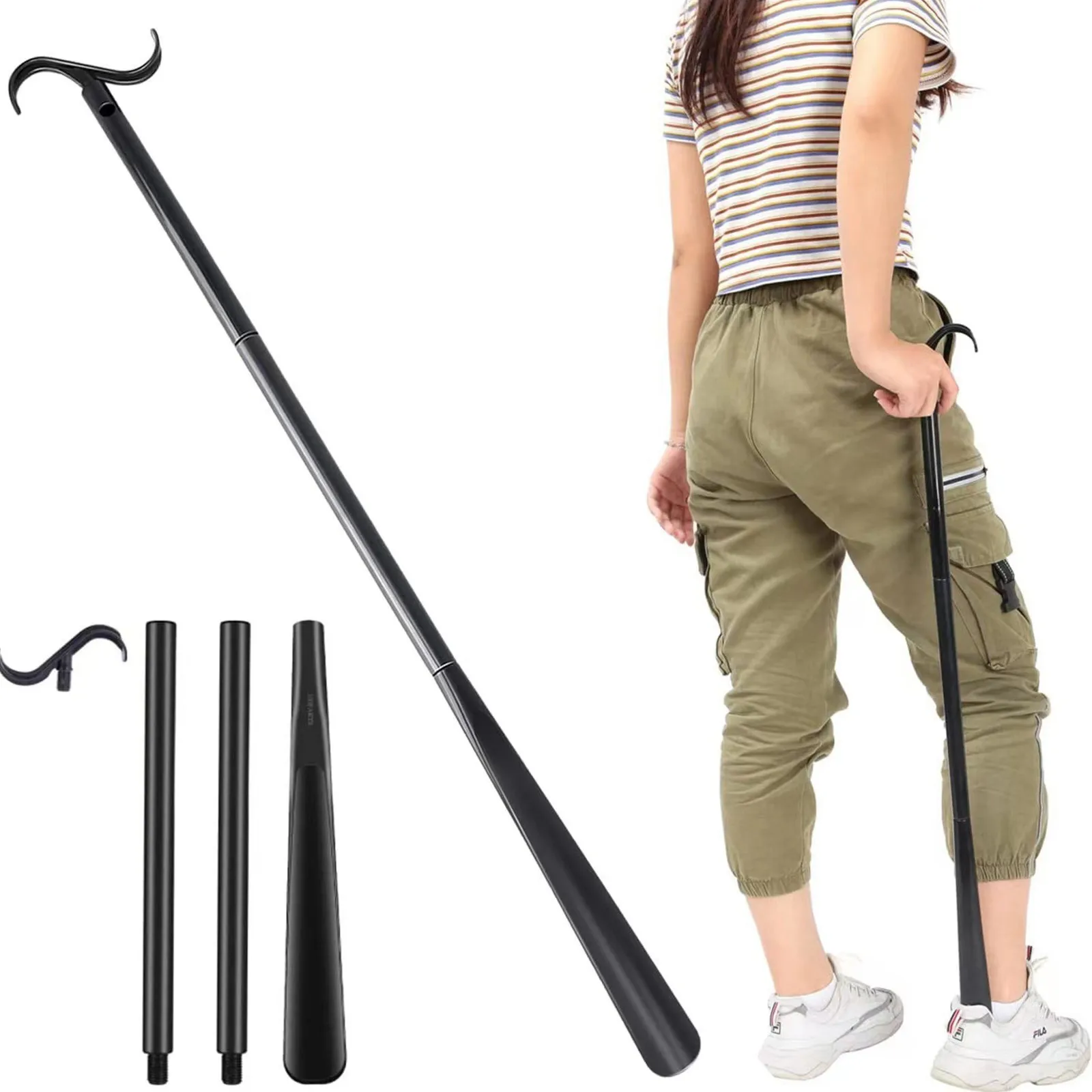 New Shoe Spatula Stainless Steel Long Metal Lifter Shoehorn Luxury Shoe Horn Foldable Shoehorn Portable
