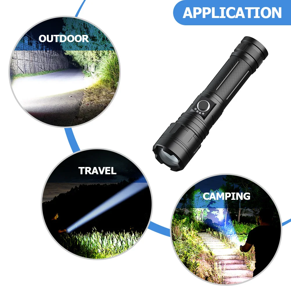 

Outdoor Rechargeable Flashlight Telescopic Zoom Design USB Charging Torch Light for Emergency Household Lighting Device Portable