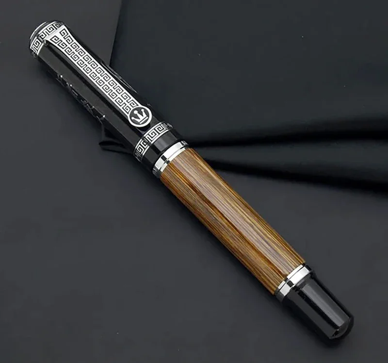 Duke 551 Classic Natural Bamboo Wood Metal Fountain Pen Calligraphy Pen Bent Nib Iridium 0.7mm -1.2mm for Office Gift