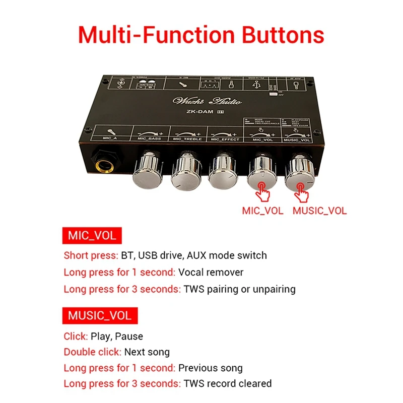 DAM H1 Karaoke Reverb Board Front Effect Microphone Singing With Bluetooth USB Decode Board