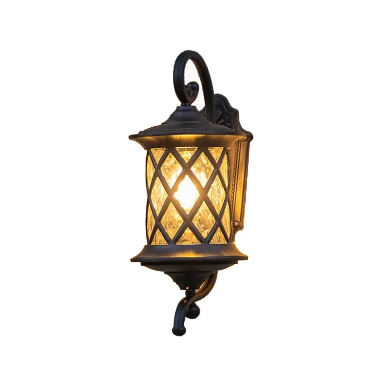 

Vintage Porch Lamp Waterproof Wall Lights Outdoor Retro Sconce for Courtyard Gate Villa Glass+Aluminum Anti-rust