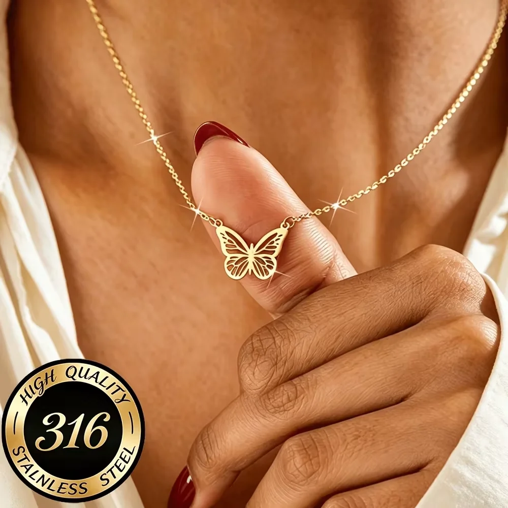 Openwork Butterfly Pendant Nec - Butterfly Pendant Necklace ulasan dan harga
