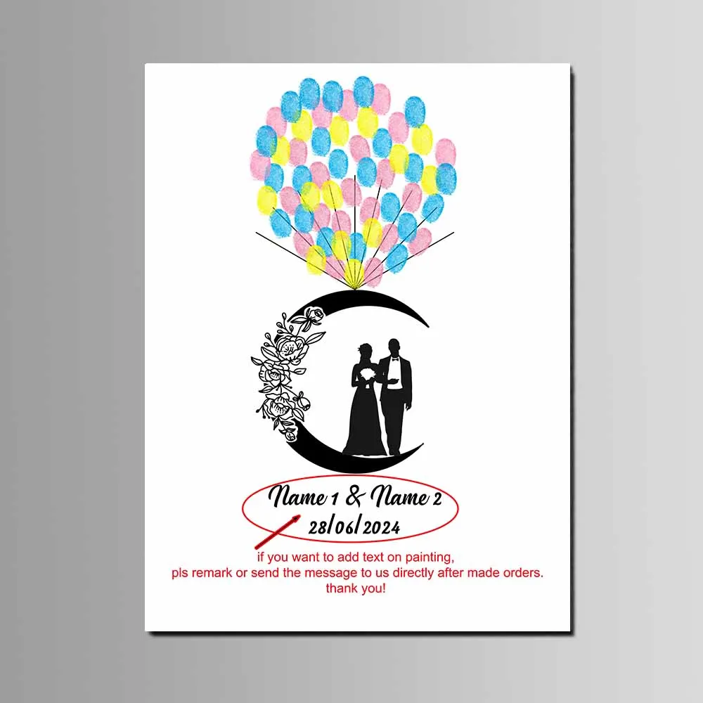 

Custom Moon Lover Guest Fingerprint Signature Book Valentine DIY Gift Canvas Painting For Wedding Anniversary Events Party Favor