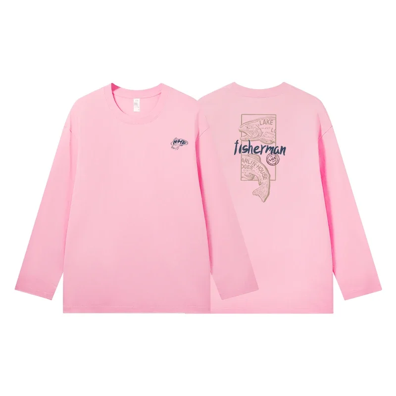 

Long-sleeved Men's Pure Cotton Loose Hong Kong Style Autumn Tops and Sweatshirts for Men with Long-sleeved T-shirts