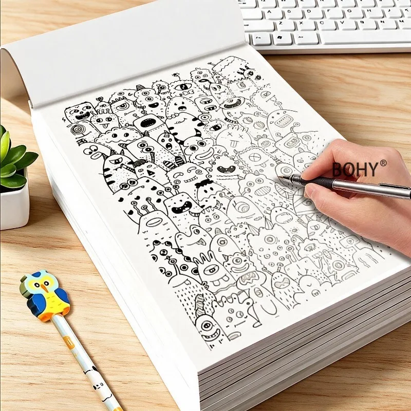 A Large-sized Graffiti Sketchbook, Include Various Theme Line Drawing Patterns As Fantasy Architecture/animals, Etc., 32 Pages