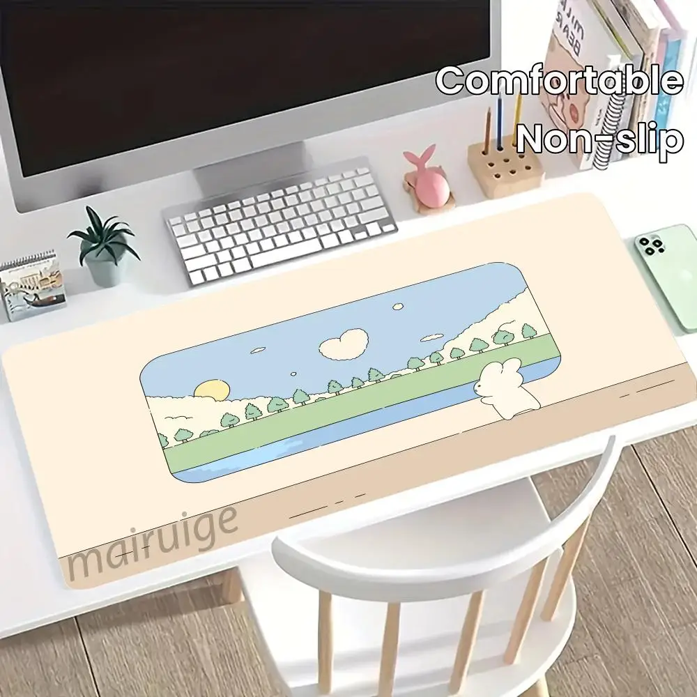 

Коврик для мыши с милым кроликом и рисунком, большой коврик для компьютерной офисной игровой настольный коврик XXL, резиновый противоскользящий коврик для игровой клавиатуры, длинные настольные коврики