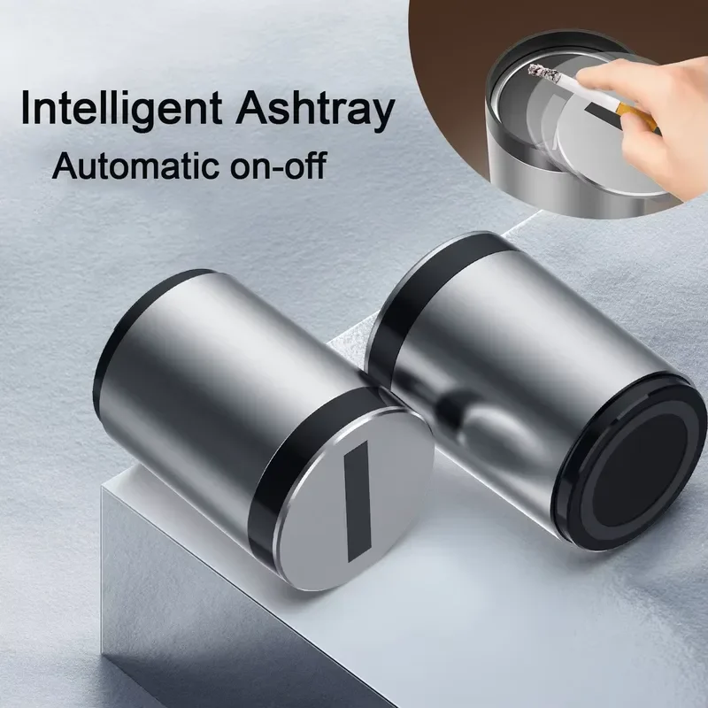 Universal Car Ashtray with Automatic LED Light Opener Portable Cigarette Holder Dustproof Interior Accessories for Vehicle