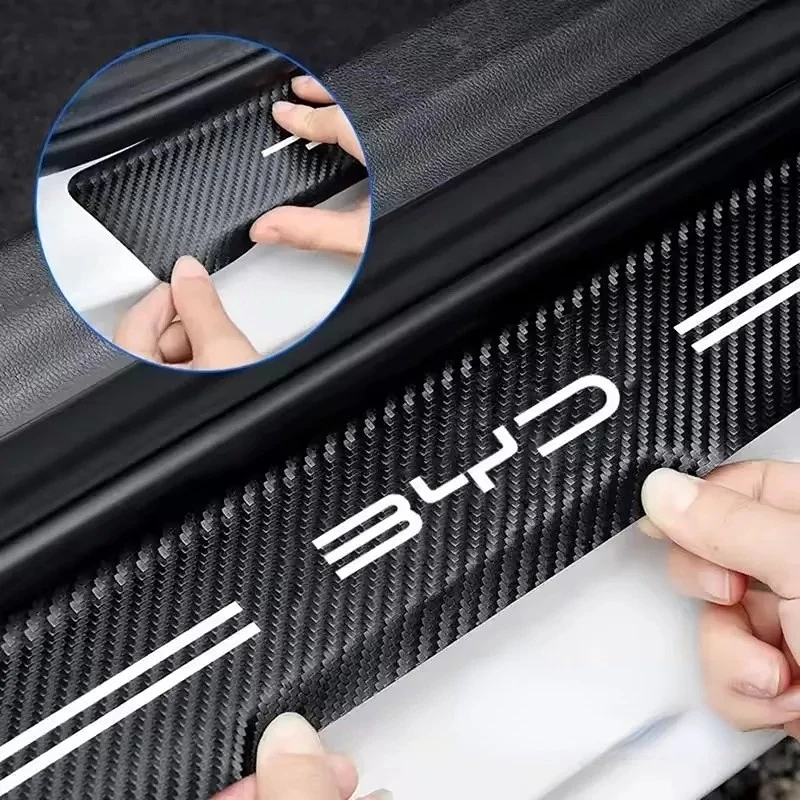BYD عتبة باب السيارة ملصقات ل BYD Atto 3 Yuan Plus Atto 2 القرش دولفين تصفح دولفين ختم أغنية زائد سيليون تانغ ألياف الكربون #4