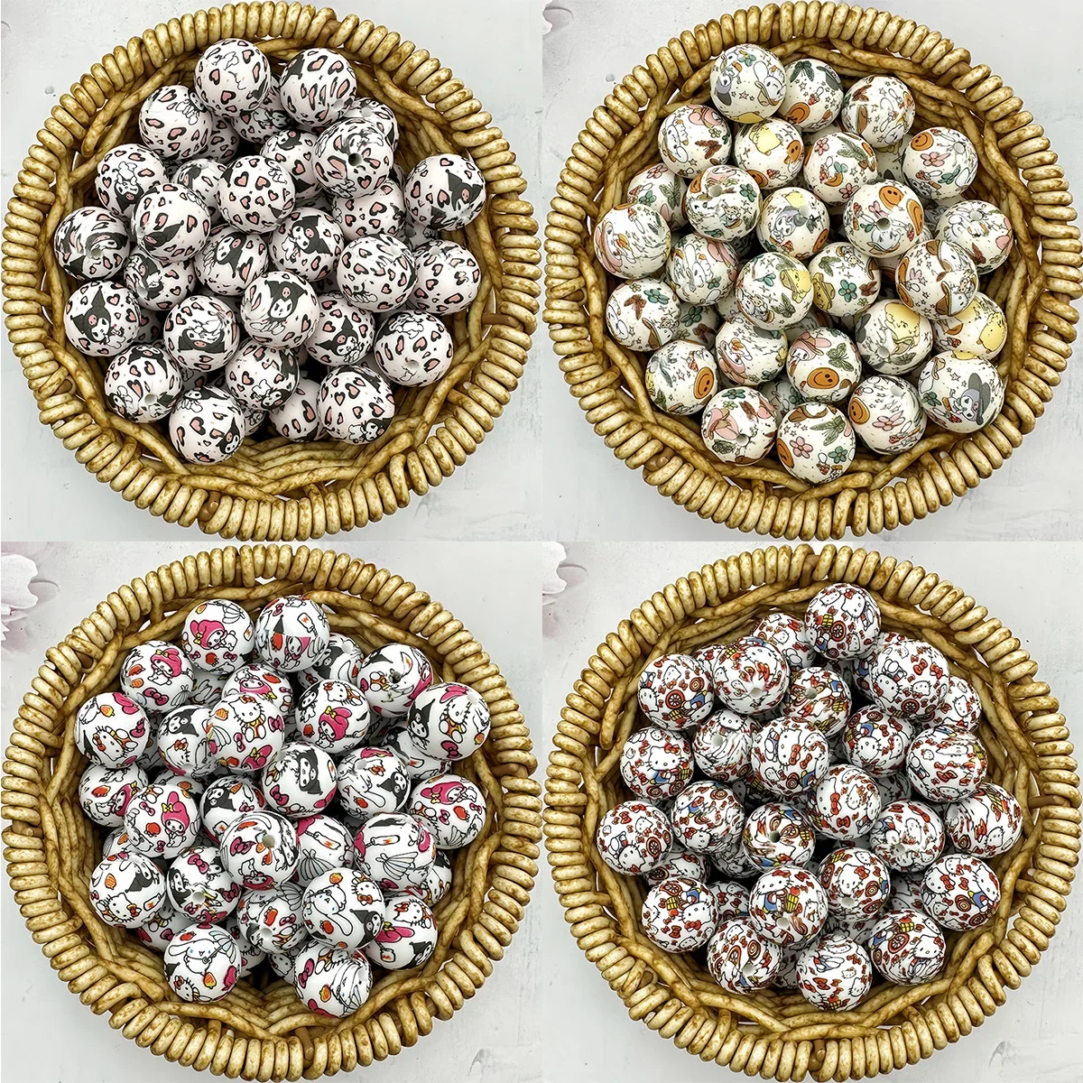15 قطعة سيليكون الخرز المستديرة 15 مللي متر سيليكون سانريو الخرز DIY بها بنفسك اليدوية القلم الحلمة سلسلة دلاية مجوهرات اكسسوارات الخرز الهدايا
