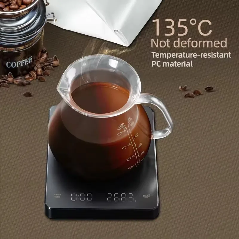 3kg/0.1g Digital Coffee Scale with Timer Rechargeable Electronic Smart Kitchen Balance Precision Espresso Scales Measuring Tools