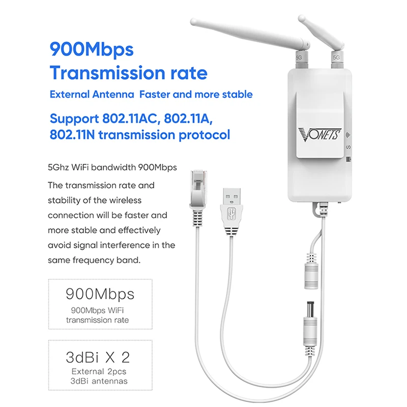 Imagem -03 - Vonets de Alta Potência Plc Bridge Relay Routing Wireless Extender um para Muitos Wifi Wired Conversão Vap11s5g