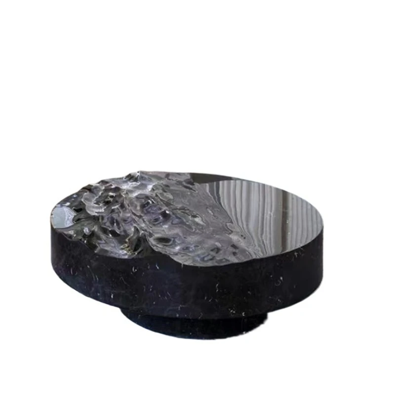 

Marble fiberglass water ripple special-shaped coffee table, personalized water cube tea table