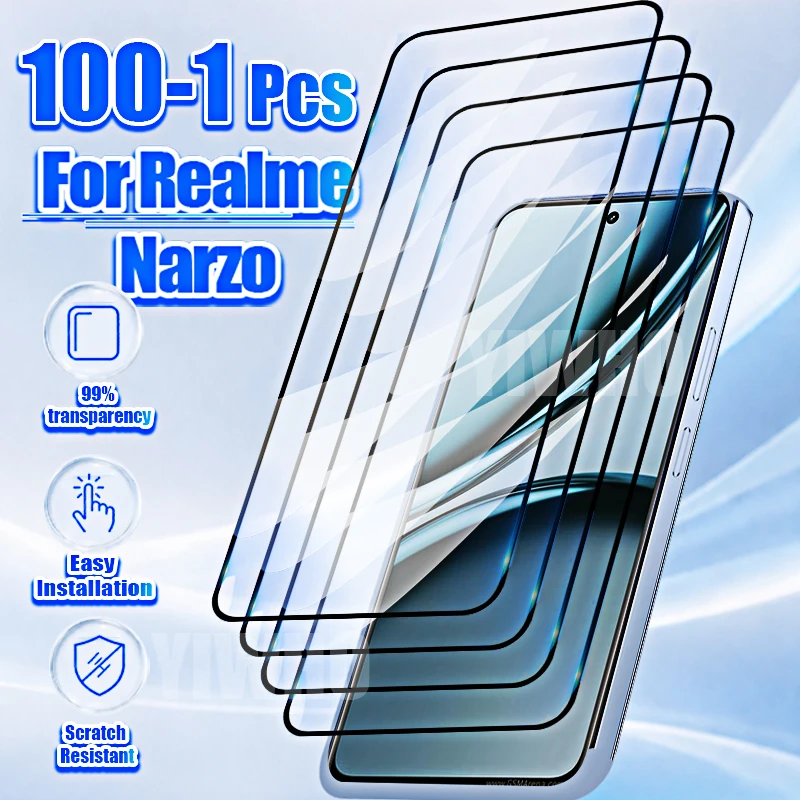 1-100Pcs Protective Tempered Glass for Realme Narzo 70 Narzo70 Pro 70Pro 70 Turbo Screen Protectors Front Case Full Cover Film
