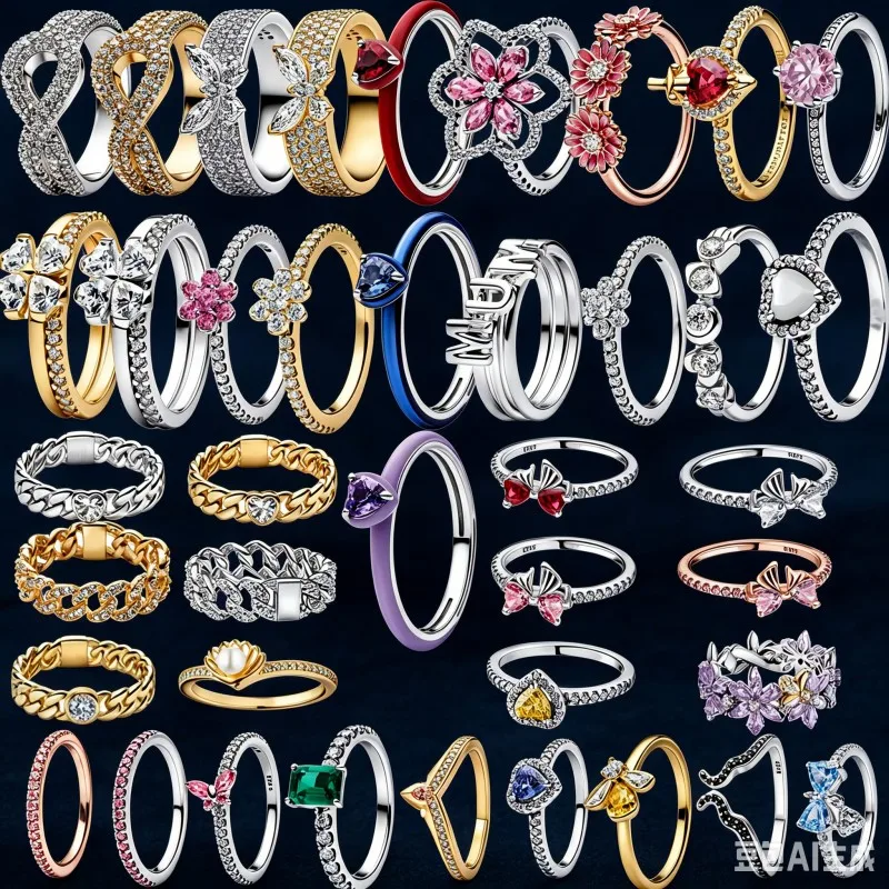 

2026 New 925 Silver Clover Letter Love Flower Women's Ring Wedding Party Fashion Gift Jewelry