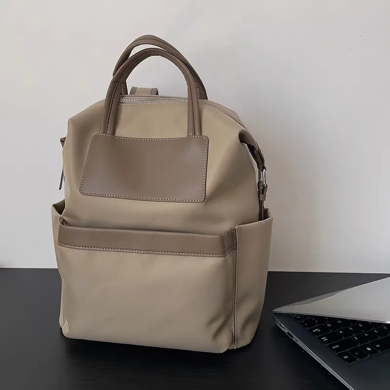 Firmranch-Sac à dos en cuir haute capacité pour femme, panneau en toile légère, cartable de voyage ComPiedmont, sac d'ordinateur tendance, nouveau, 2023