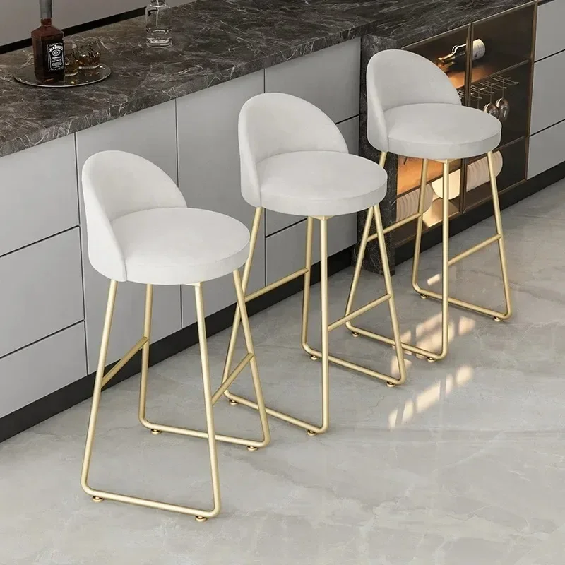 Kitchen Luxury Living Room Nordic Dining Bar Chair High Metal Golden Soft Office Chair Living Room Barstuhl Home Furniture