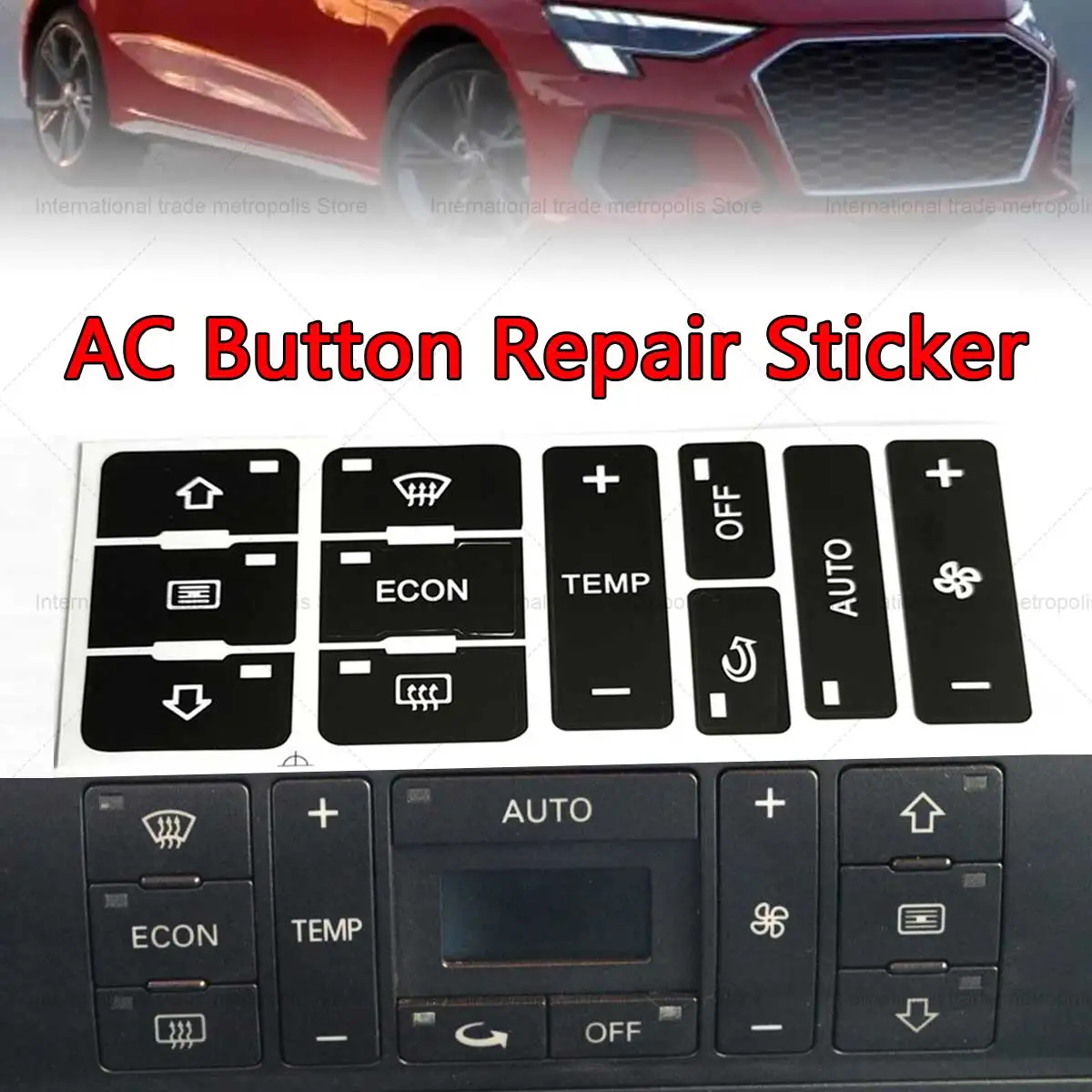 For Audi A2 A3 8L AC Control Button Repair Kit - Worn-Out Buttons Restoration, Direct Replacement Climate Panel Accessories