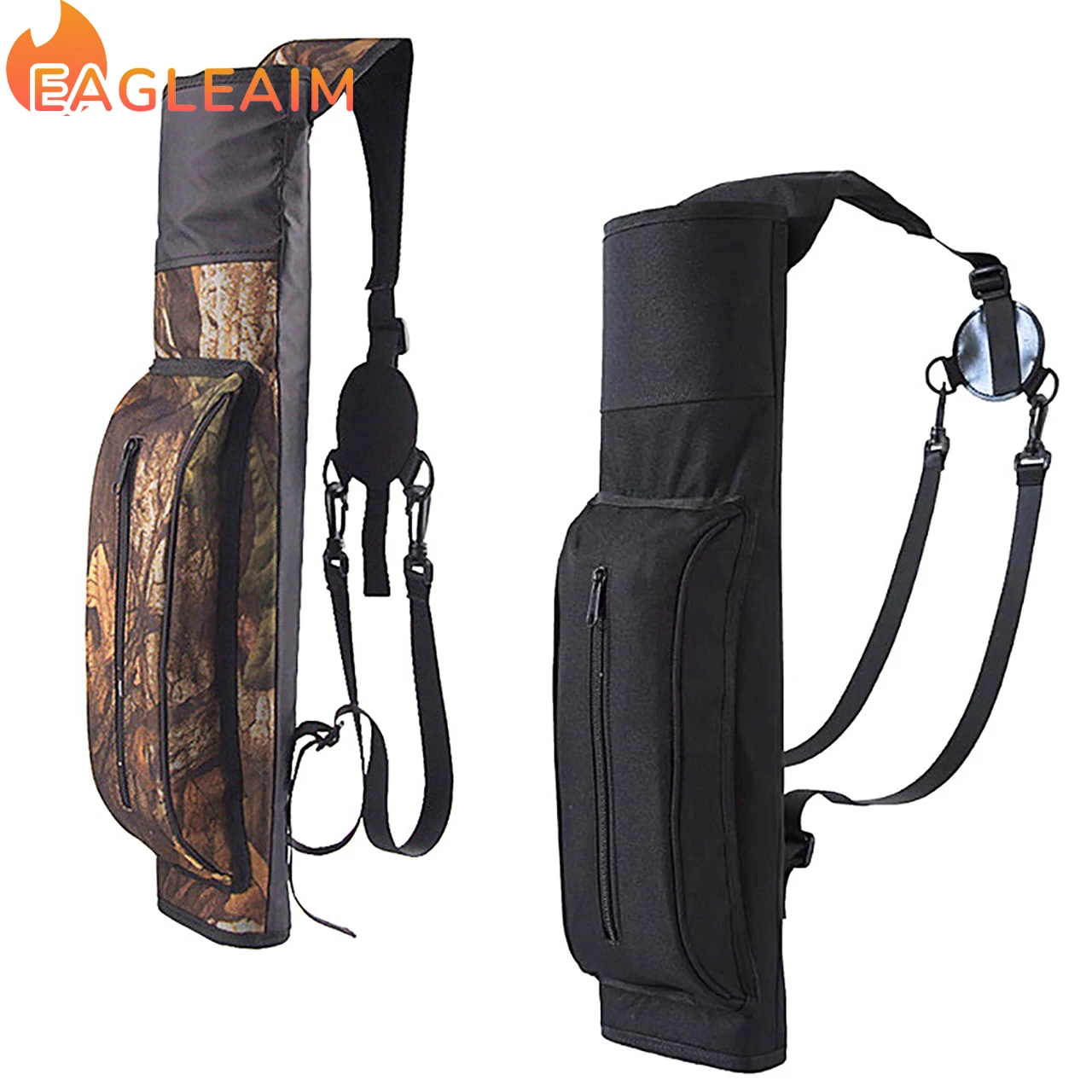 

EAGLEAIM Archery Back Canvas Arrow Quiver Arrow Holder Shoulder Hanged Target Shooting Quiver for Arrows with Front Pockets