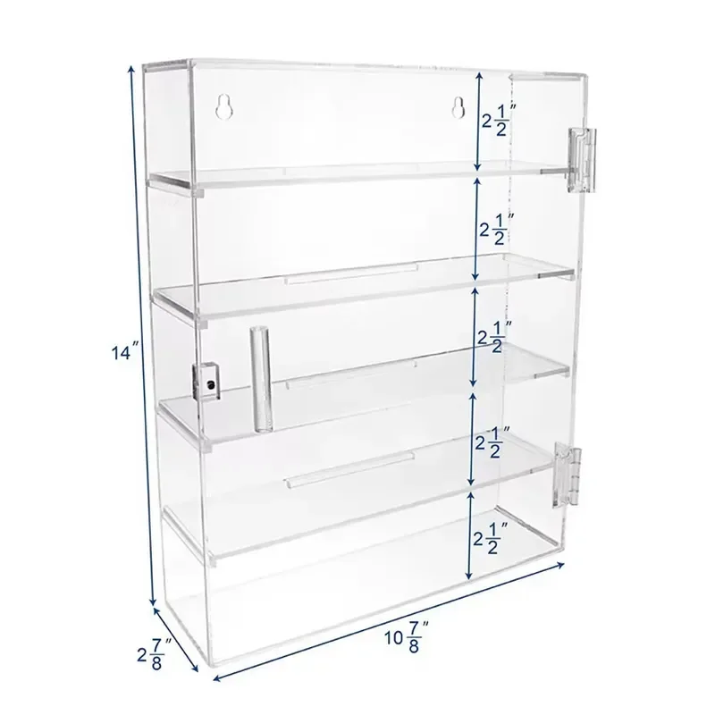 for Modern Acrylic Display Cabinet with Lock Rectangle Transparent Locking Showcase Home Office Storage